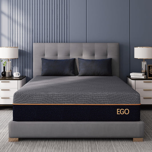 EGOHOME 12 Inch Queen Memory Foam Mattress for Back Pain, Cooling Copper Gel Bed in a Box, Foam Made in USA, CertiPUR-US Certified, Therapeutic Medium Firm, Double 60x80x12 Black