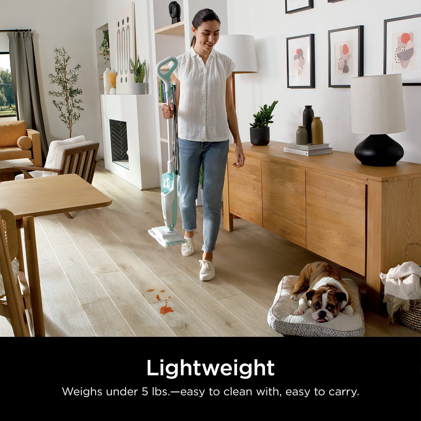 Shark Steam Mop with 2 Machine Washable Dirt Grip Pads, Removable Water Tank, Lightweight, Steam Cleaner for sealed Hard Floors, Marble, Stone, Hardwood, Tile, Laminate, White/Seafoam, S1000