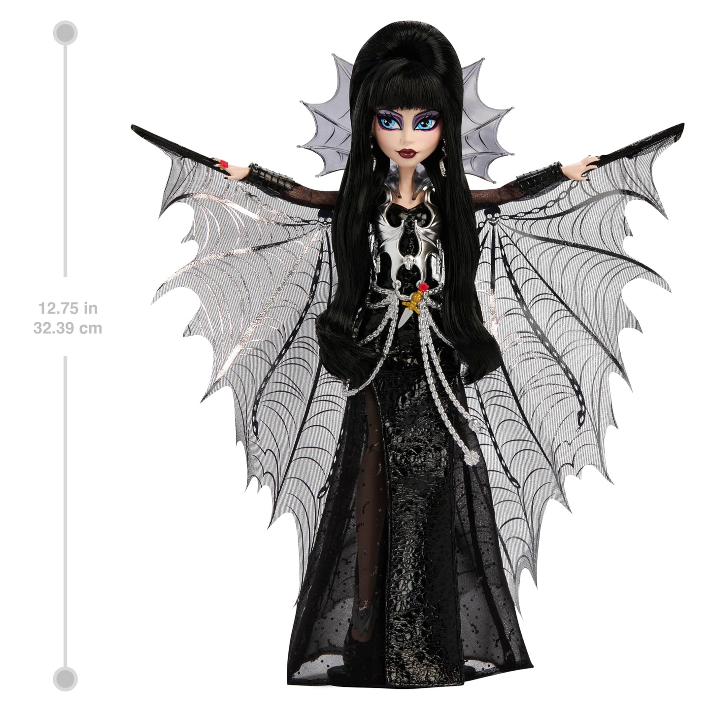 Monster High Doll, Elvira, Mistress of The Dark Collectible in Black Faux Leather Dress with Silvery Batwing Cape and Premium Accessories (Amazon Exclusive)