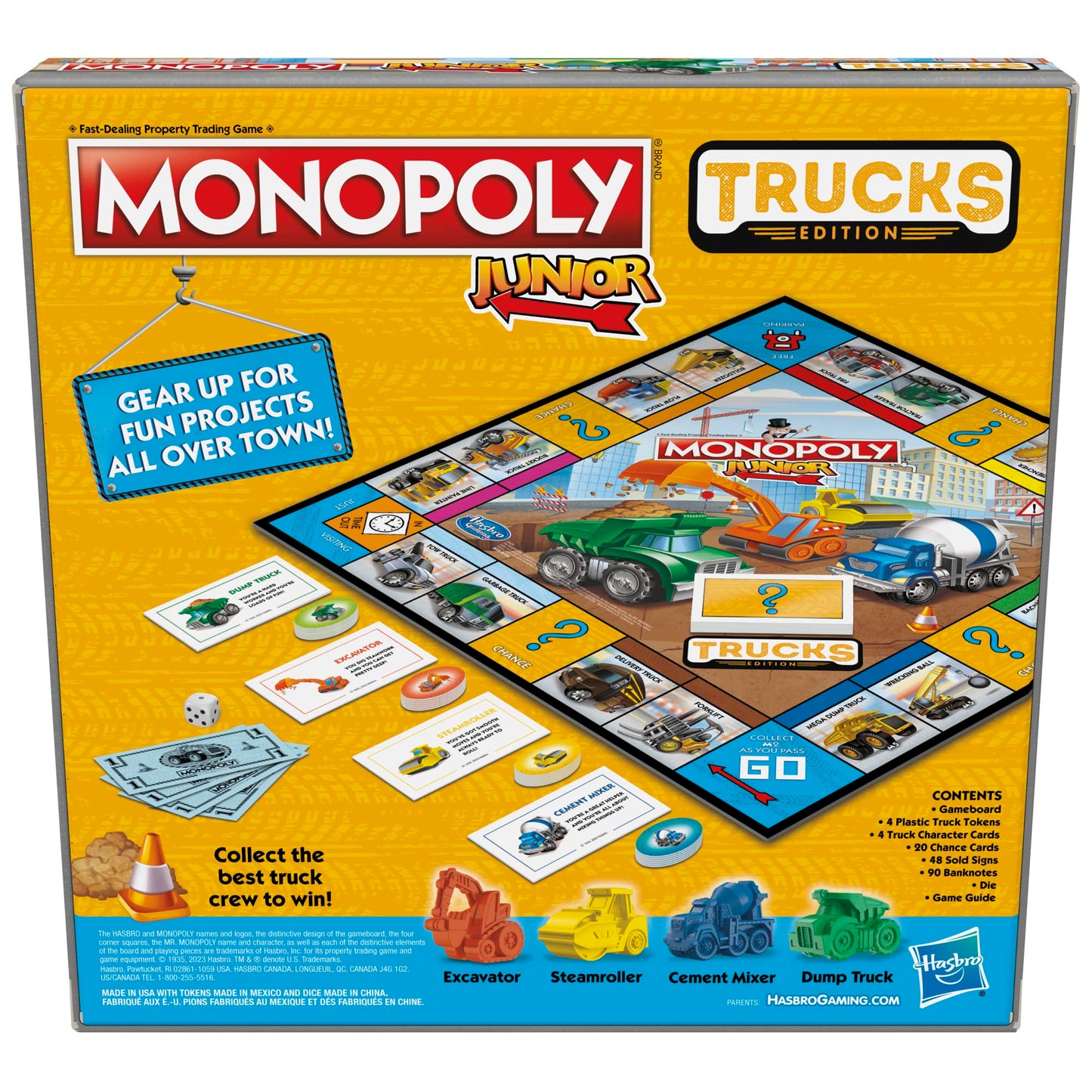 Hasbro Gaming Monopoly Junior Trucks Edition Board Game for Kids Ages 5+, 2-4 Player Kids Games