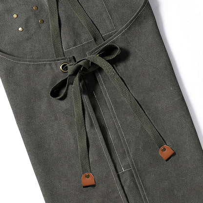 AFUN Chef Aprons for Men Women with Large Pockets, Cotton Canvas Cross Back Heavy Duty Adjustable Work Apron, Size M to XXL(Grey)