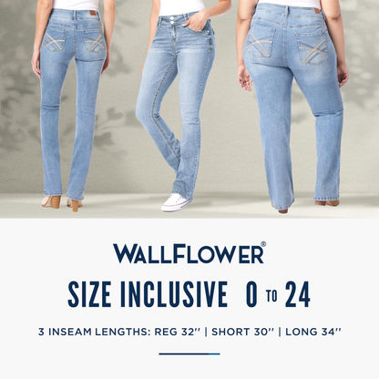 WallFlower Women's InstaStretch Luscious Curvy Bootcut Jeans, Heidi, 9 Long