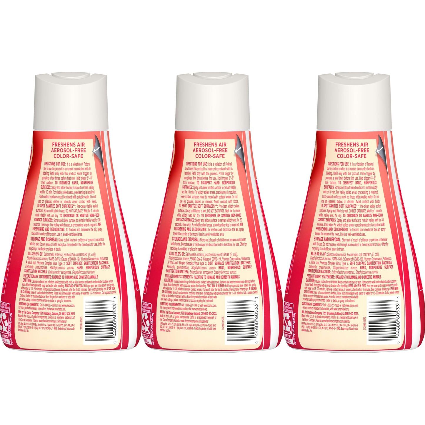 Clorox Scentiva Disinfecting Mist, Grapefruit and Orange Blossom, Refill, 16 Fl Oz Each, Pack of 3