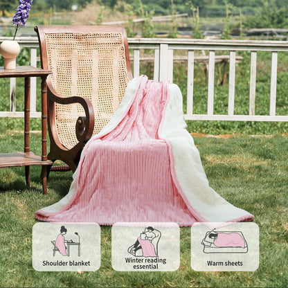 Texciting Heated Blanket Electric Blanket Throw 50”X60”-Heating Throw with 5 Heat Settings-3 Hours Auto Off,ETL Certified,Machine Washable (Pink)