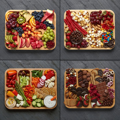 FARBERWARE Build-a-Board Cutting Board with Compartments and Clear Locking Lid for Charcuterie, Snacks, Bamboo