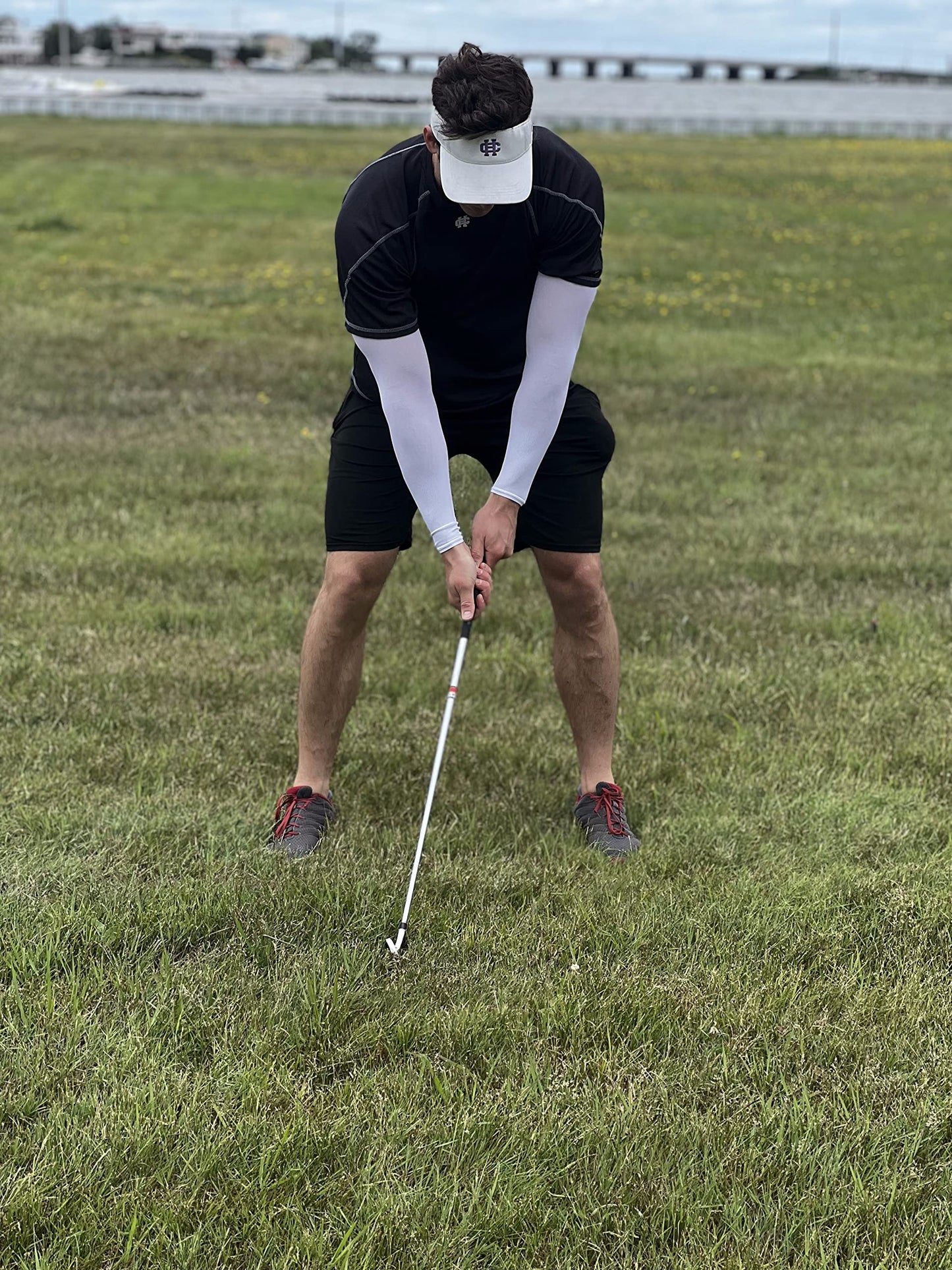 Aegend Sun Protection Cooling Arm Sleeves Sun Sleeves for Men & Women for Cycling, Running, Basketball, Football, Golf, Volleyball, Driving, White 2 Pairs