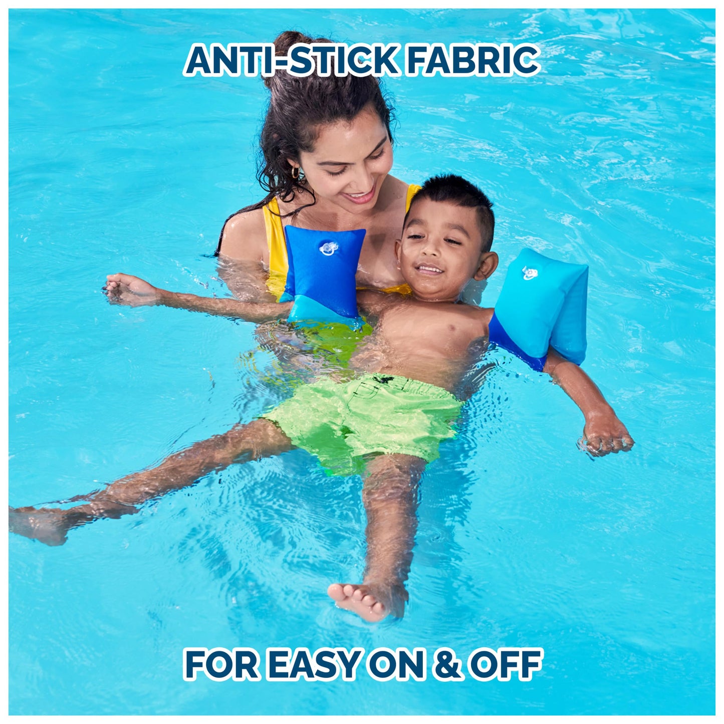 Swimways Soft Swimmies Toddler Floaties, Learn-to-Swim Inflatable Pool Floats & Arm Floaties, Swimming Pool Accessories for Kids Aged 3-5, Blue