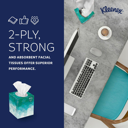 Kleenex Professional Facial Tissue, Bulk (21270), 2-Ply, White, Upright Cube Boxed Format, Designed for Business (90 Tissues/Box, 36 Boxes, 3,240 Sheets/Case)