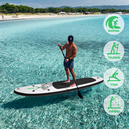FunWater SUP Inflatable Stand Up Paddle Board 10'6×33"×6" Ultra-Light Inflatable Paddleboard with ISUP Accessories,Fins,Adjustable Paddle, Pump,Backpack, Leash