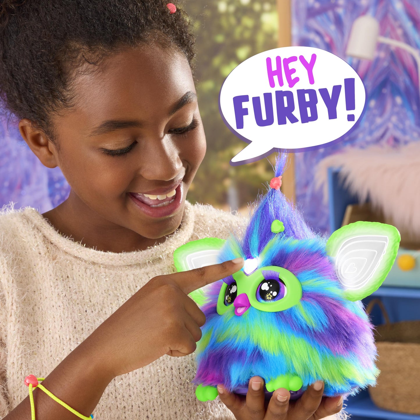 Furby Galaxy Edition, Glow in The Dark, 15 Fashion Accessories, Interactive Plush Toys for 6 Year Old Girls & Boys & Up, Voice Activated Animatronic (Amazon Exclusive)