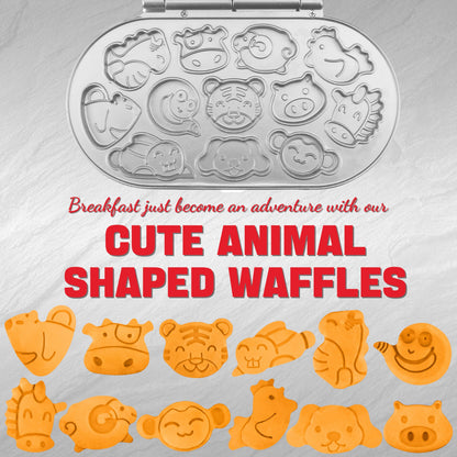 SugarWhisk Animal Mini Waffle Maker for Kids, Mini Pancakes Maker Machine with 12 Different Animal Pancake Molds, Small Waffle Maker Iron, Excellent Christmas Gift for Kids & Adult