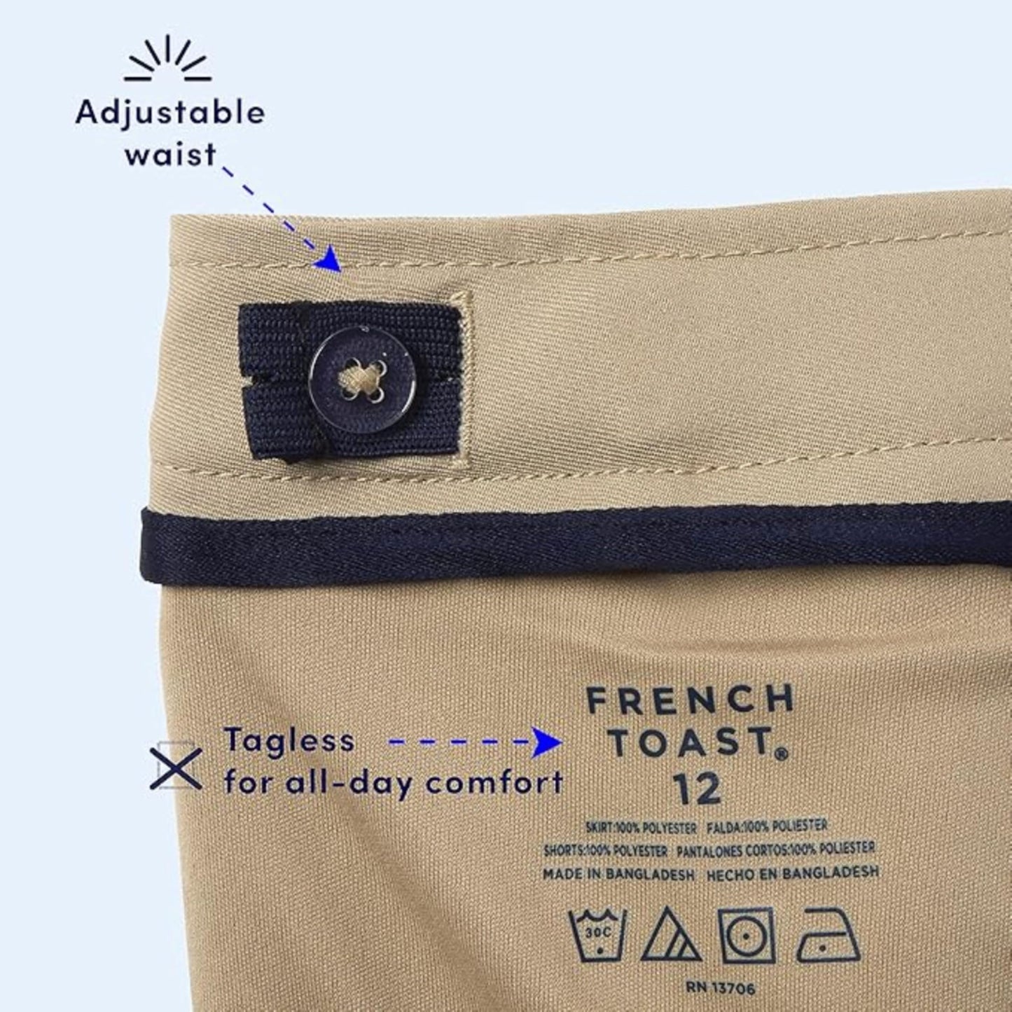 French Toast Girls' Adjustable Waist 2-Tab Scooter, Navy, 14.5 Plus