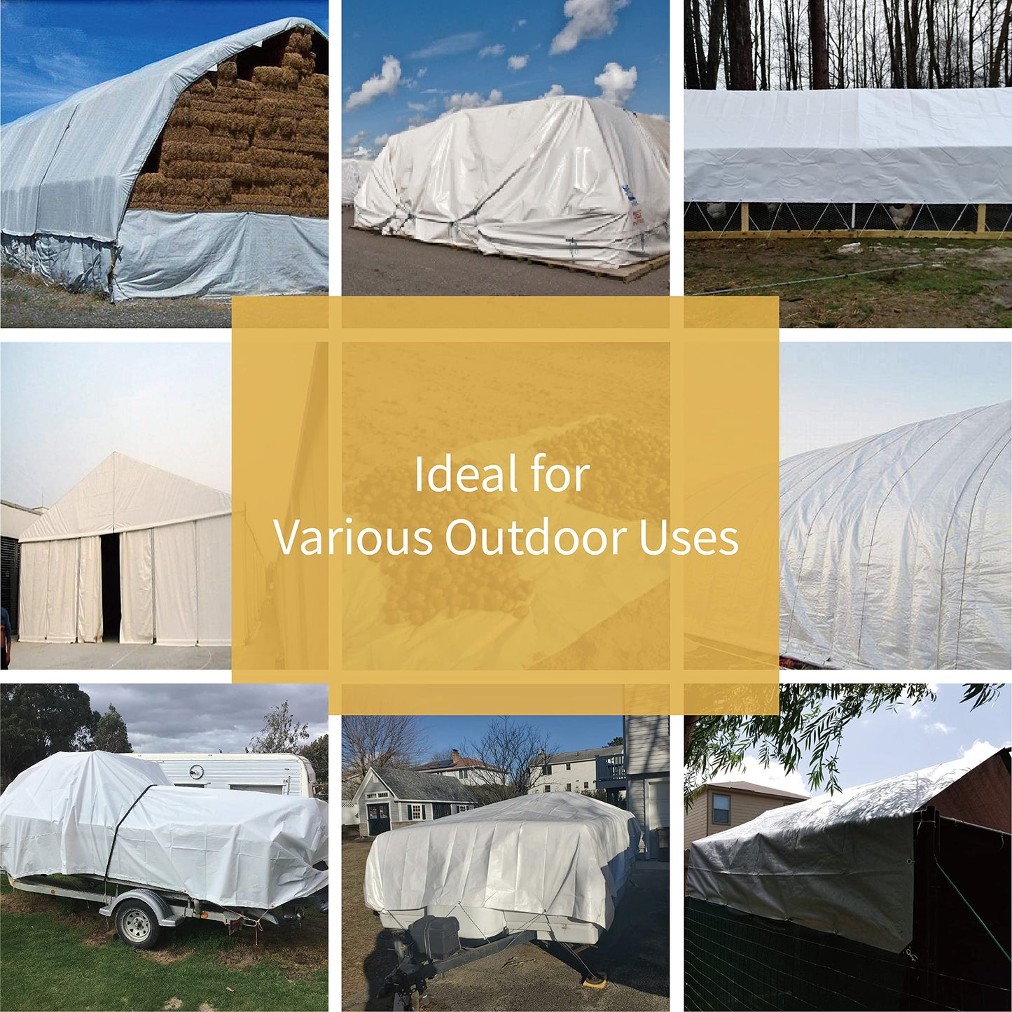 GUARD SHIELD White Tarps Heavy Duty Waterproof 10x12 Feet Large Thick Tarp Cover 12mil
