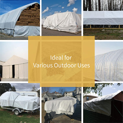 GUARD SHIELD White Tarps Heavy Duty Waterproof 10x12 Feet Large Thick Tarp Cover 12mil
