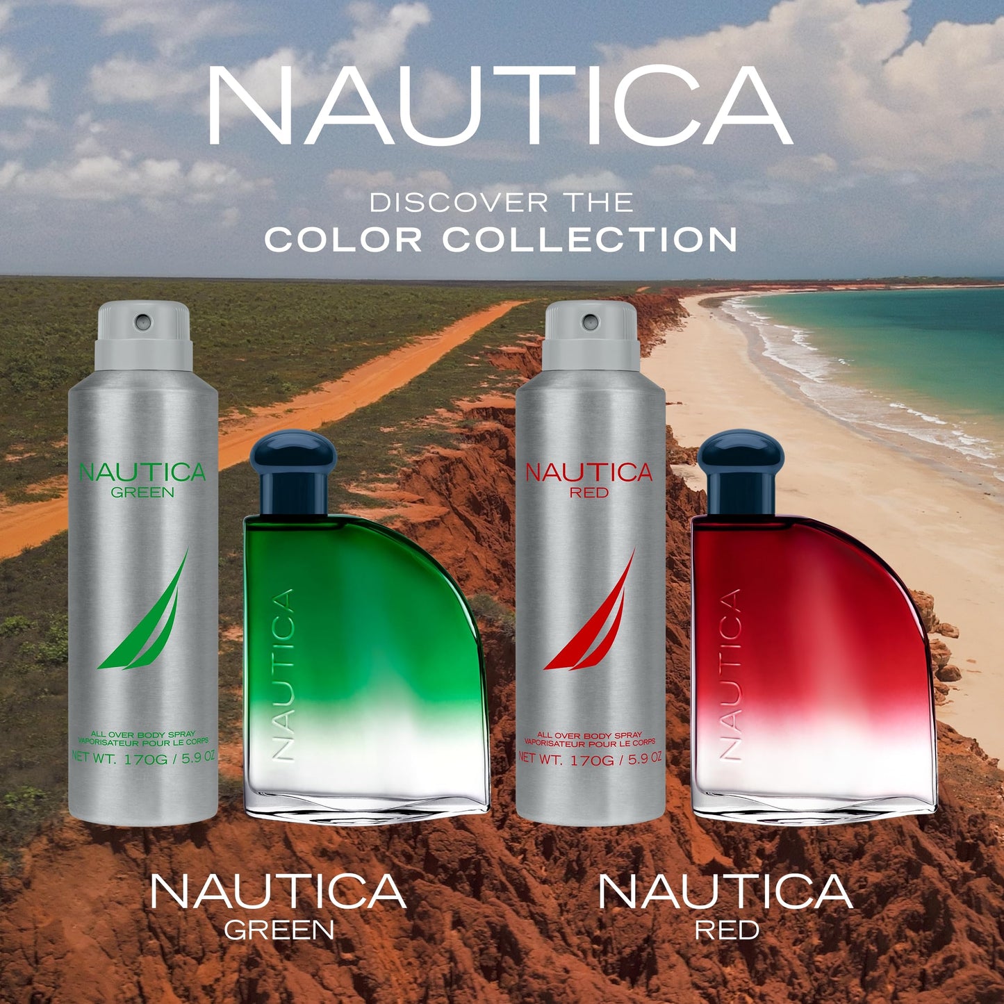 Nautica Color Red 1.6 fl oz EDT + 5.9 oz Deodorizing Body Spray, Aromatic Fougere, Notes of Black Pepper, Lavender and Rosemary, Men's Fragrance, Long Lasting, Everyday Fragrance