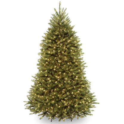 National Tree Company 6.5 ft Pre-Lit Dunhill Fir Artificial Christmas Tree, 650 Clear Lights, 1,838 Tips, Includes Stand, Green