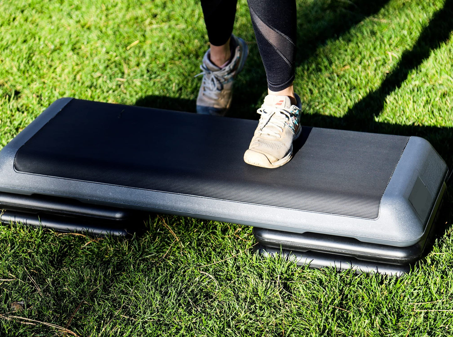 ZENY 43'' Exercise Aerobic Step Platform Adjustable Fitness Stepper with 4 Detachable Risers Fitness Workout Stepper for Home Gym Cardio Strength & Training (Grey)