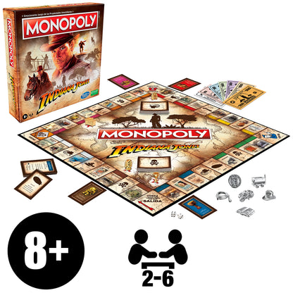 Hasbro Gaming Monopoly Indiana Jones Game,Inspired by The Indiana Jones Movies,Board Game for 2-6 Players,for Kids Ages 8 and Up