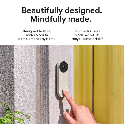 Google Nest Doorbell - (Wired, 2nd Gen) - Wired Video Doorbell Camera - Doorbell Security Camera - Ash