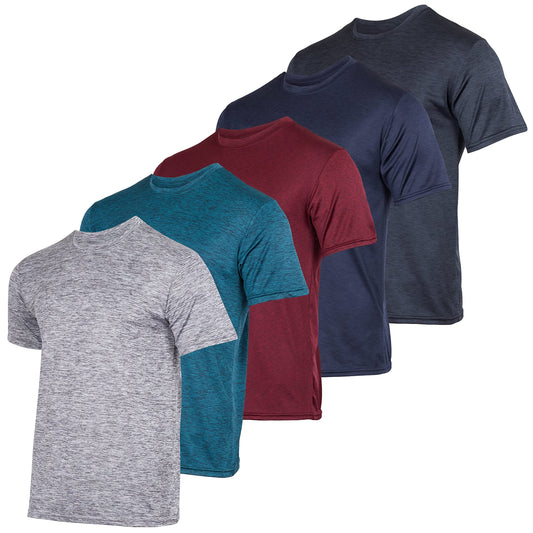 5 Pack Men’s Active Quick Dri Dry Fit Crew Neck T Shirts Athletic Running Gym Workout Short Sleeve Tee Tops Camisas Para Hombres Summer