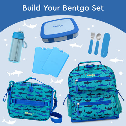 Bentgo Kids Bento-Style 5-Compartment Leak-Proof Lunch Box - Ideal Portion Sizes for Ages 3 to 7 - Durable, Drop-Proof, Dishwasher Safe, PFAS & BPA-Free & Made with Food-Safe Materials (Blue)