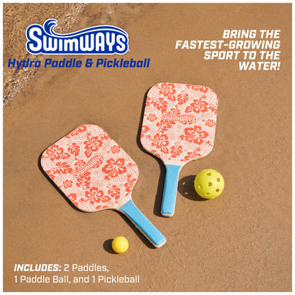 Swimways Hydro Paddle & Pickleball Set, Pickleball Paddles and Balls for Pool, Lake and Beach Games, Outdoor Toys for Kids and Adults Aged 5 & Up