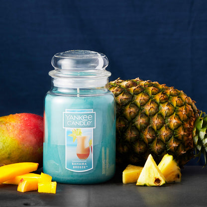 Yankee Candle Bahama Breeze Scented, Classic 22oz Large Jar Single Wick Candle, Over 110 Hours of Burn Time, Perfect for Tropical Beach-Themed Setting