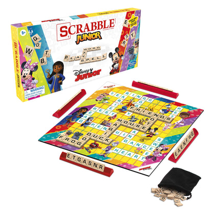 Hasbro Gaming Scrabble Junior: Disney Junior Edition Board Game for Kids | Double -Sided Game Board | Matching Word Game | Back to School Gifts | Ages 5+ (Amazon Exclusive)