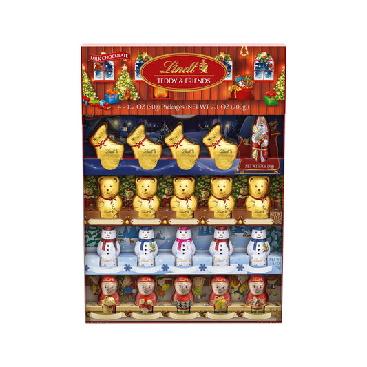 Lindt TEDDY & FRIENDS Holiday Milk Chocolate Candy, 7.1 oz. 4-pack (2023)