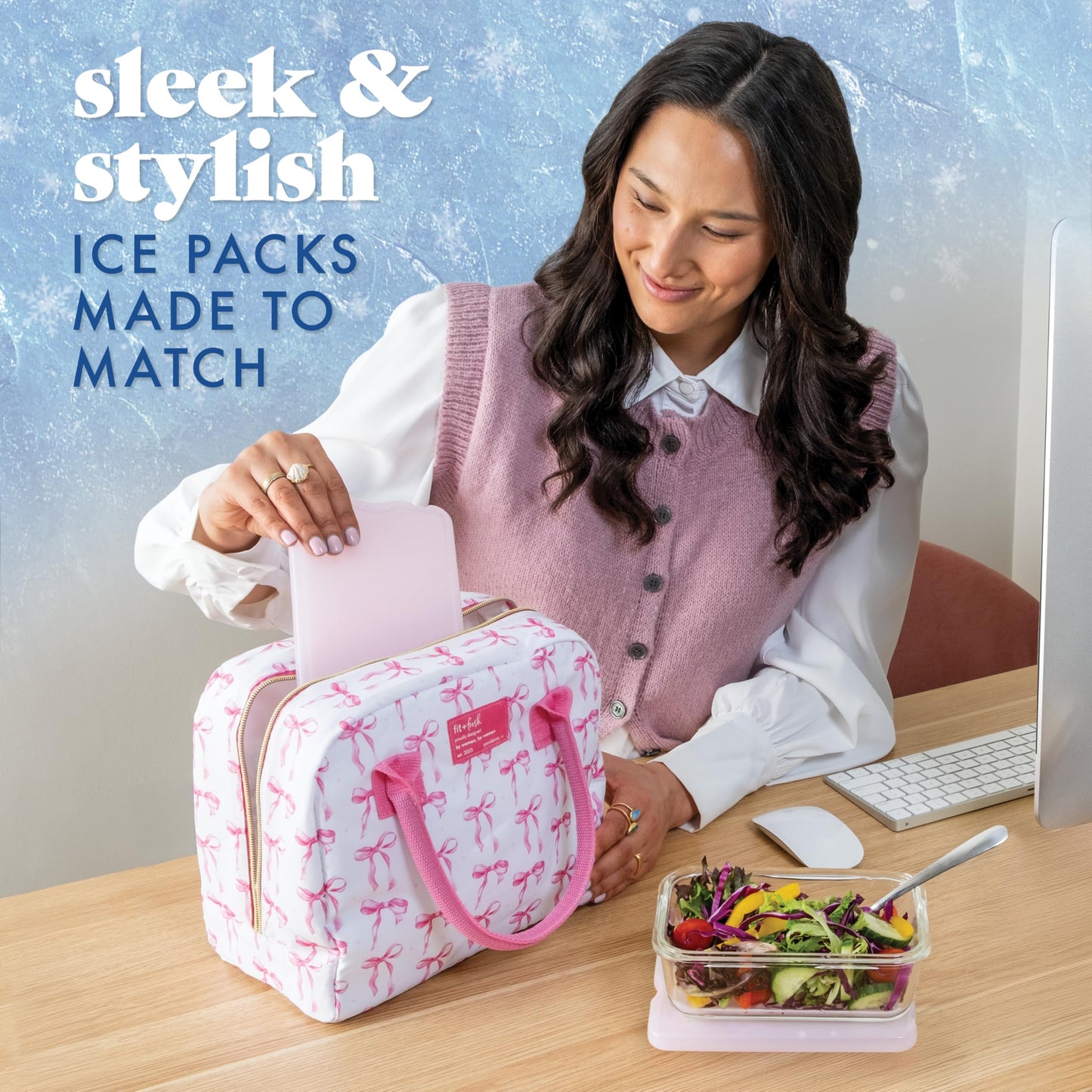 Cool Coolers by Fit & Fresh XL Slim Ice Packs, Quick Freeze Reusable Ice Packs for Lunch Boxes & Coolers, Long-Lasting, Space Saving Cooler Ice Packs, Light Pink, 4Pk