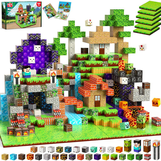 GraceDuck 150 PCS Magnetic Blocks - Magnetic Building Block with 6 Baseplate, Stacking Magnets for Kids, Sensory Toy for Toddlers STEM Learning, Birthday Gifts for 3+ Years Old Boys Girls