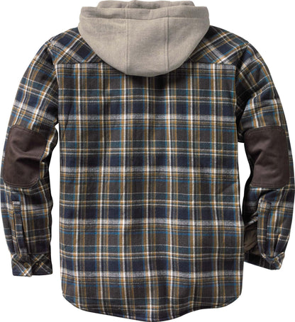 Legendary Whitetails Men's Hooded Shirt Jacket Flannel Berber Lined Polyfill Insulated, Upland Plaid, Small