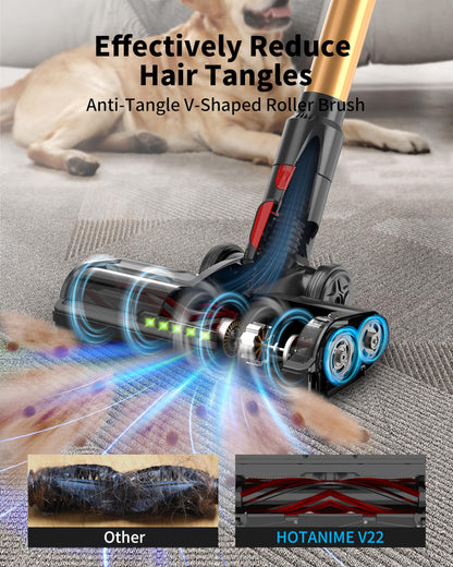 Cordless Vacuum Cleaner, 600W 50Kpa 70Mins, Vacuum Cleaners for Home, Stick Vacuum with Anti-Tangle Brush, Wall Mount Charge, Rechargeable Cordless Vacuum for All Floor/Sofa/Pet Hair/All Floor