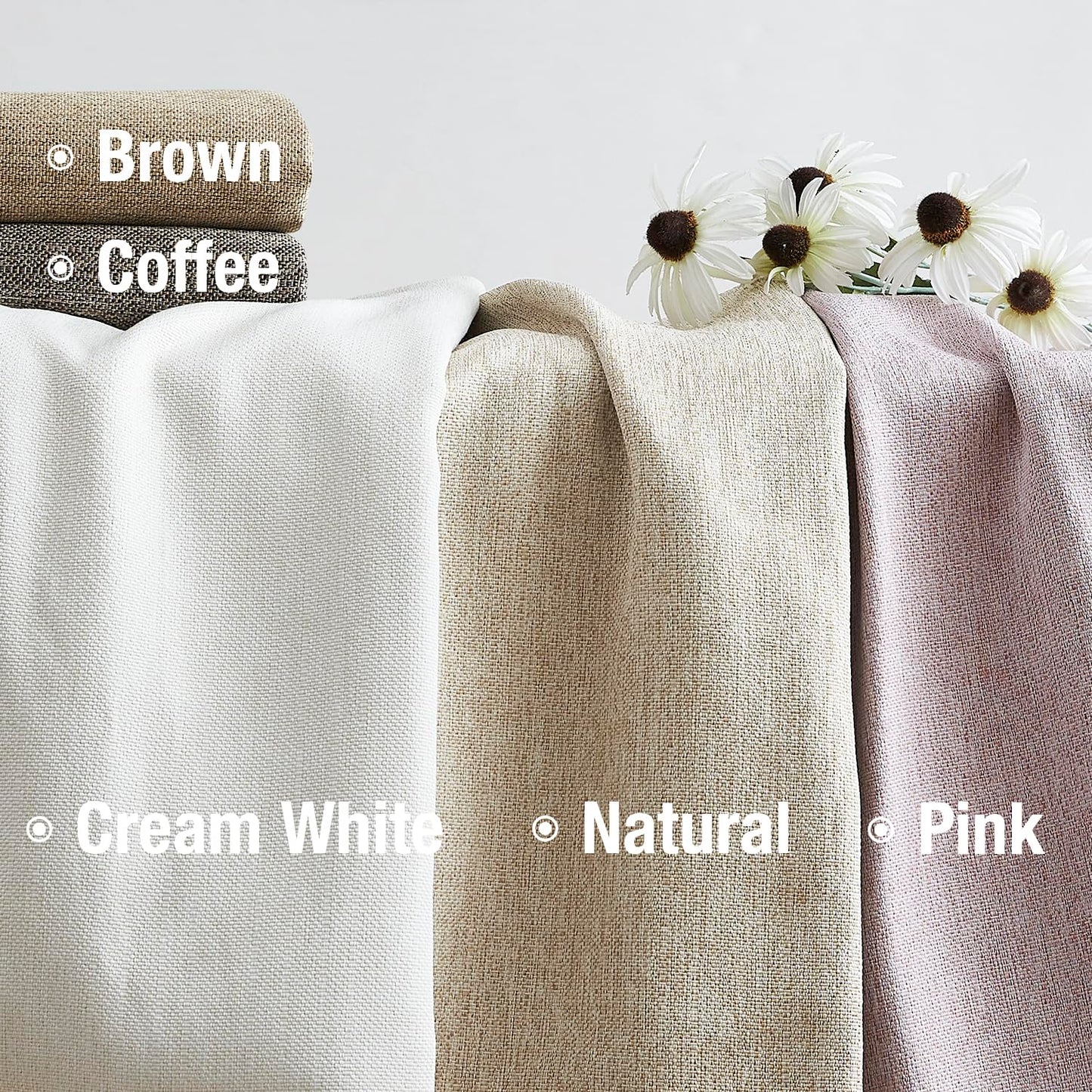 Cream White Linen Full Blackout Curtains for Bedroom Thermal Insulated Energy Saving Window Panels Farmhouse Burlap Texture Drapes for Living Room 2 Panels Set Grommet Top 40"x 84"x2