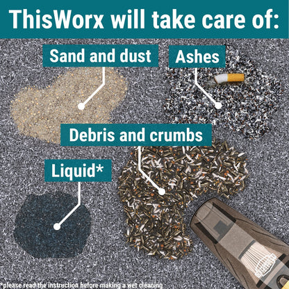 THISWORX Car Vacuum Cleaner - Portable, High Power, Handheld Vacuums w/ 3 Attachments, 16 Ft Cord & Bag - 12v, Auto Accessories Kit for Interior Detailing - Black