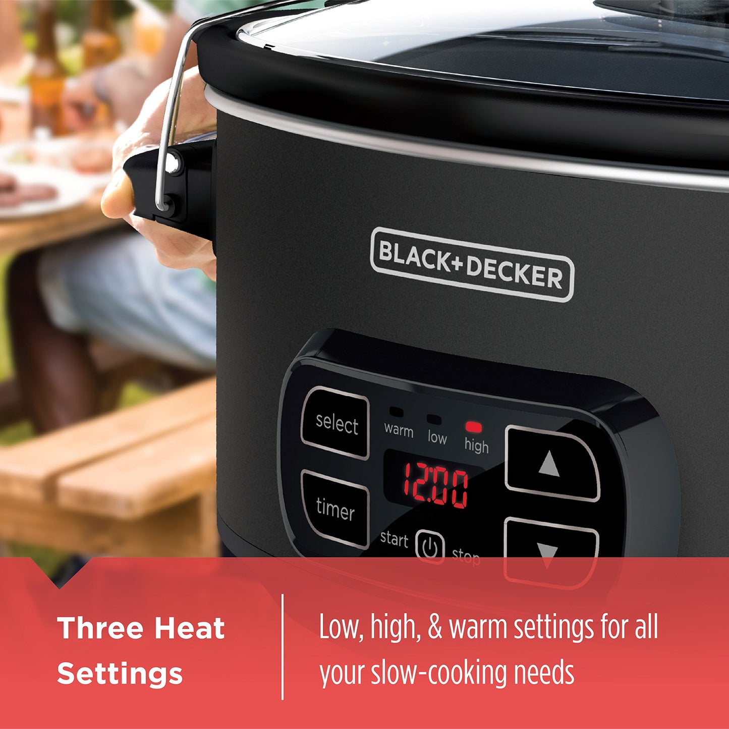 BLACK+DECKER 7-Quart Slow Cooker, SCD4007, Chalkboard Exterior, Locking Lid, 3 Heat Settings, Removable Stoneware Crock