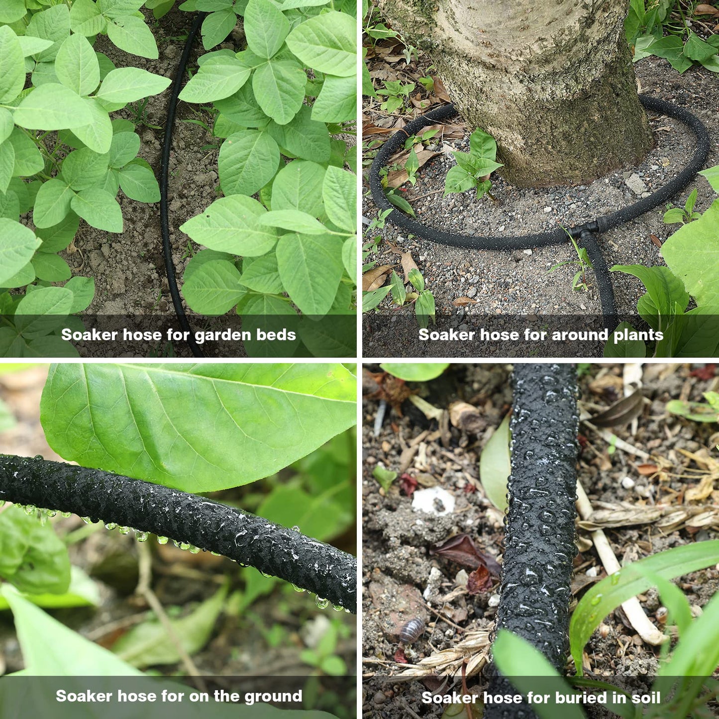 MHMHM 1/2" Soaker Hose for Garden Drip Hose Irrigation System with Solid Brass Fitting for Lawns Flower Beds & Vegetable Gardens (100FT)