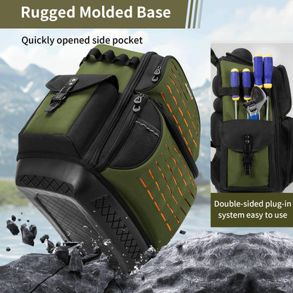 BLISSWILL Tool Bag Backpack for men,Heavy Duty Tool Backpack Bag with Waterproof Molded Base，62 Pockets/40 Loops Heavy Duty Tools Organizer Bags/Electrician/Industrial/Construction Work Backpack