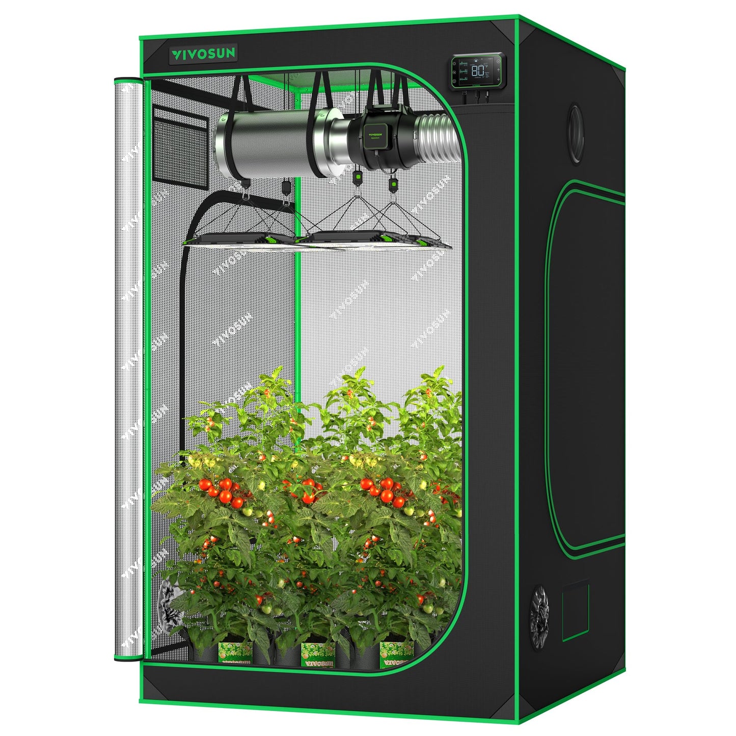 VIVOSUN S448 4x4 Grow Tent, 48"x48"x80" High Reflective Mylar with Observation Window and Floor Tray for Hydroponics Indoor Plant for VS4000/VSF4300