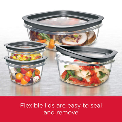Rubbermaid 28-Piece Clear/Grey Food Storage Containers, Premium Snap Bases, and Various Size Lids, Perfect for Meal Prep, Leftovers, and Dishwasher Safe