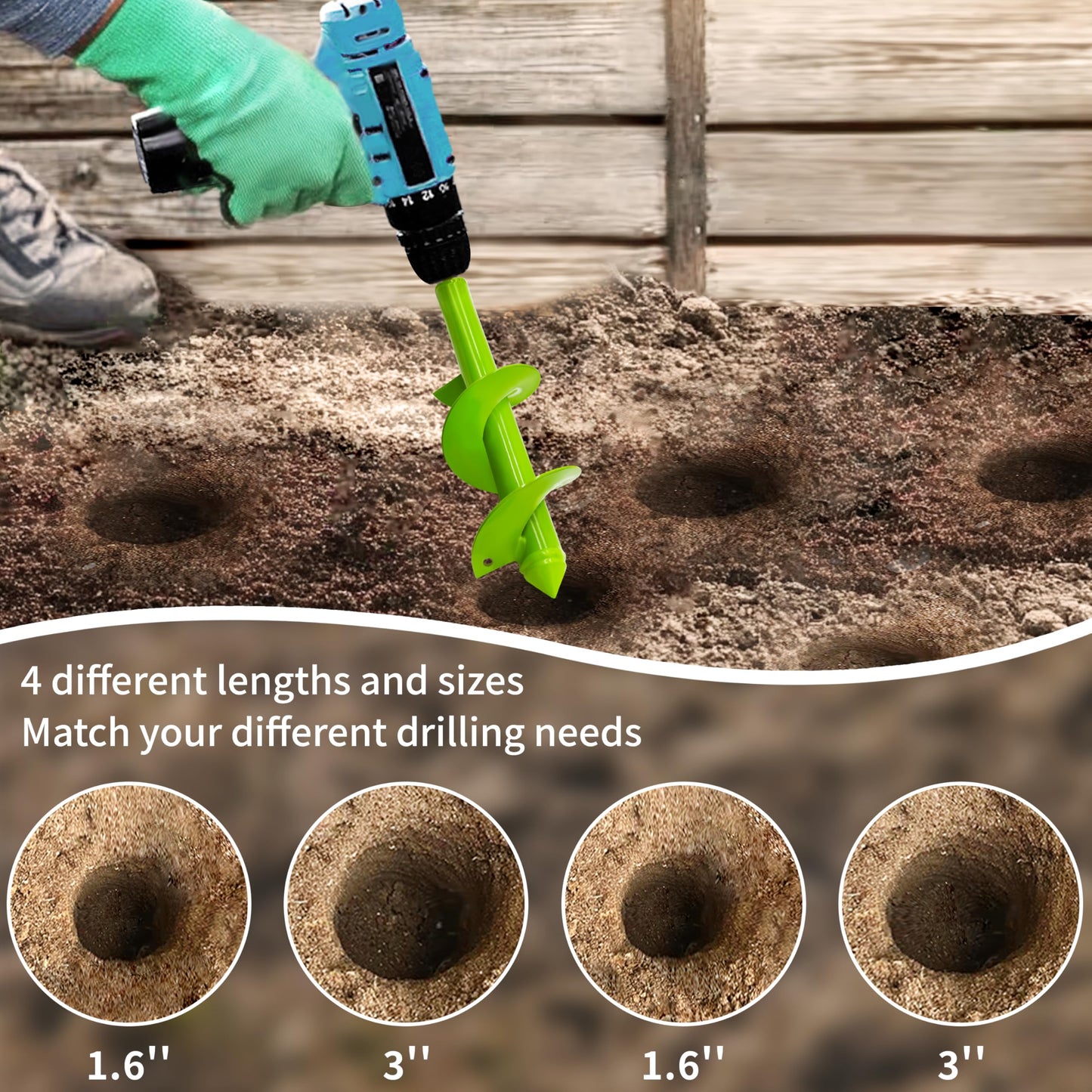 TCBWFY 4 Pack Garden Auger Spiral Drill Bits – Heavy Duty Steel,Corrosion Resistant – Perfect for Post Holes,Earth & Lawn Augering,Planting Bulbs & Trees