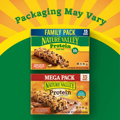 Nature Valley Chewy Granola Bars, Protein, Peanut Butter Dark Chocolate, 15 bars, 21.3 OZ