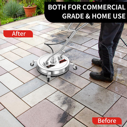DAIMOT 20" Pressure Washer Surface Cleaner with 4 Wheels - Stainless Steel Dual Handle Surface Cleaner for Pressure Washer Attachment for Concrete, Patio, Sidewalk, Deck and Driveways