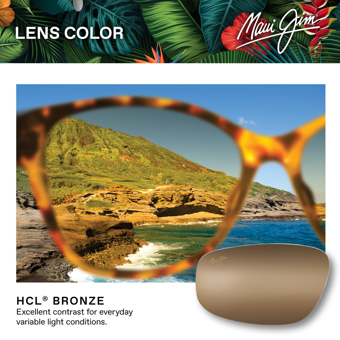 Maui Jim Women's Blossom Polarized Cat Eye Sunglasses, Havana W/Peach/Hcl® Bronze Polarized, Medium Fit