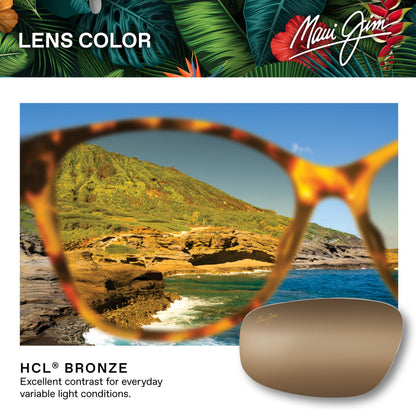 Maui Jim Women's Blossom Polarized Cat Eye Sunglasses, Havana W/Peach/Hcl® Bronze Polarized, Medium Fit