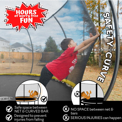 JUMPZYLLA Trampoline 8FT 10FT 12FT 14FT 15FT 16FT Trampoline with Enclosure - Recreational Trampolines with Ladder and AntiRust Coating, ASTM Approval Outdoor Trampoline for Kids