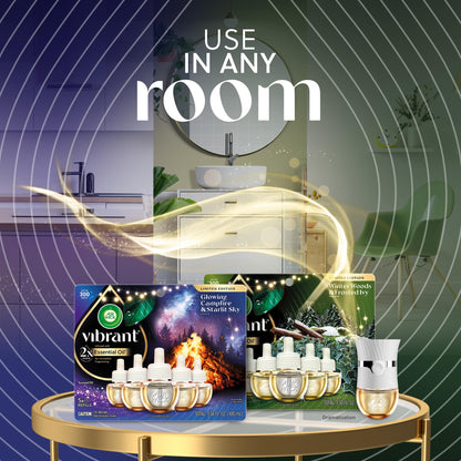 Air Wick Plug In Vibrant Scented Oils Refills, Campfire and Starlit Sky, Fall Scents, 5 ct