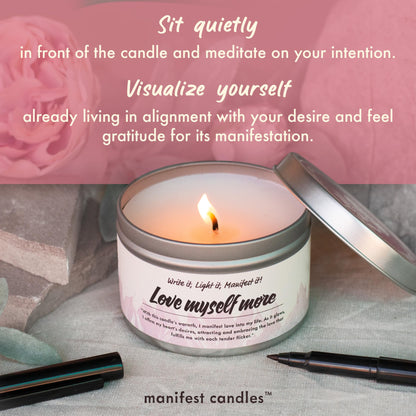 Manifest Candles Love Candle to Attract Love, 45 Hour Burn, Sage & Rose Candle, Romantic Candles, Spiritual Meditation Candles with Manifestation Crystals Bracelets for Women