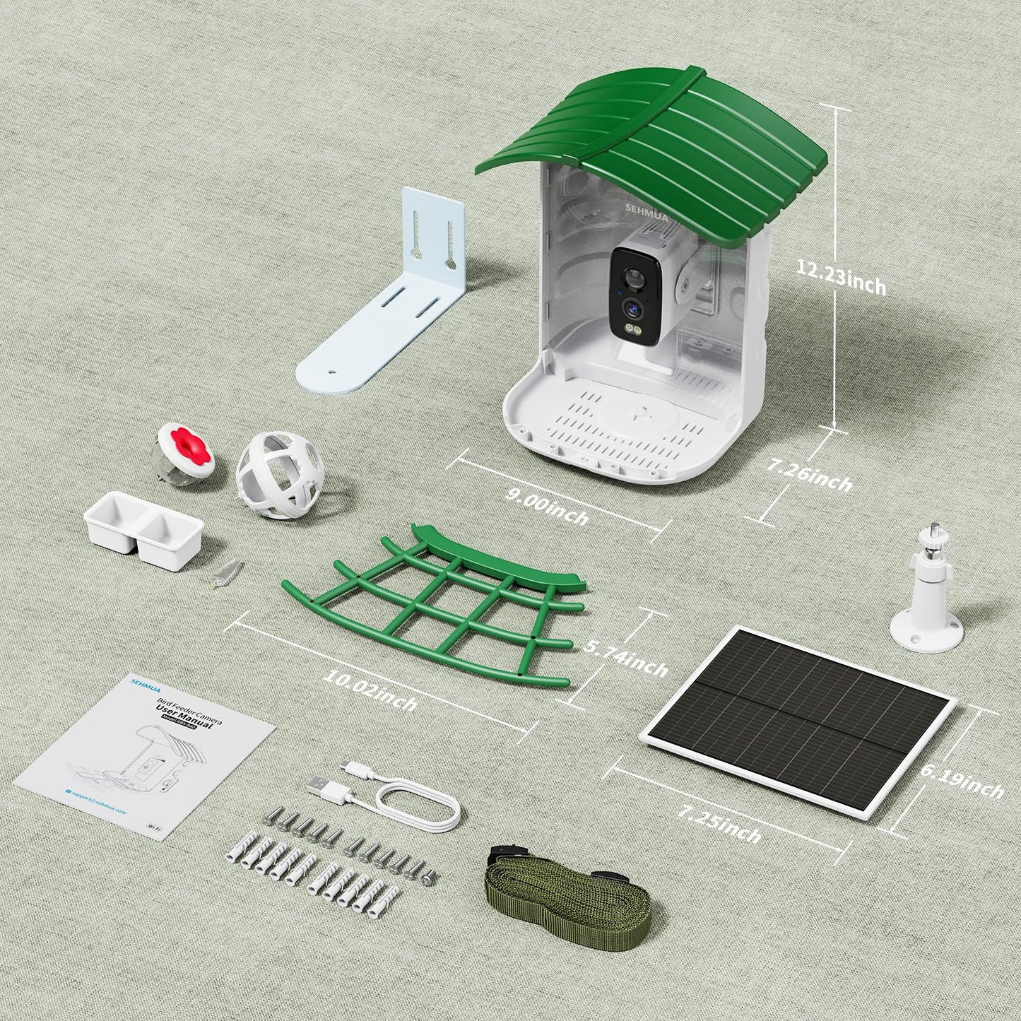 Bird Feeder with Camera, 1 Year Trial AI Identify, Birds Watching Camera with 4 DIY Add-ons, Smart Birds Cam with Solar Panel for Outdoor, Auto Record Videos, Gift for Bird Lover