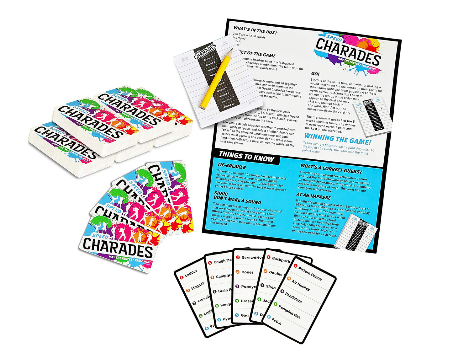 Speed Charades Party Game - Charades Board Game - Includes 1400 Charades - Perfect for Groups and Family Game Nights